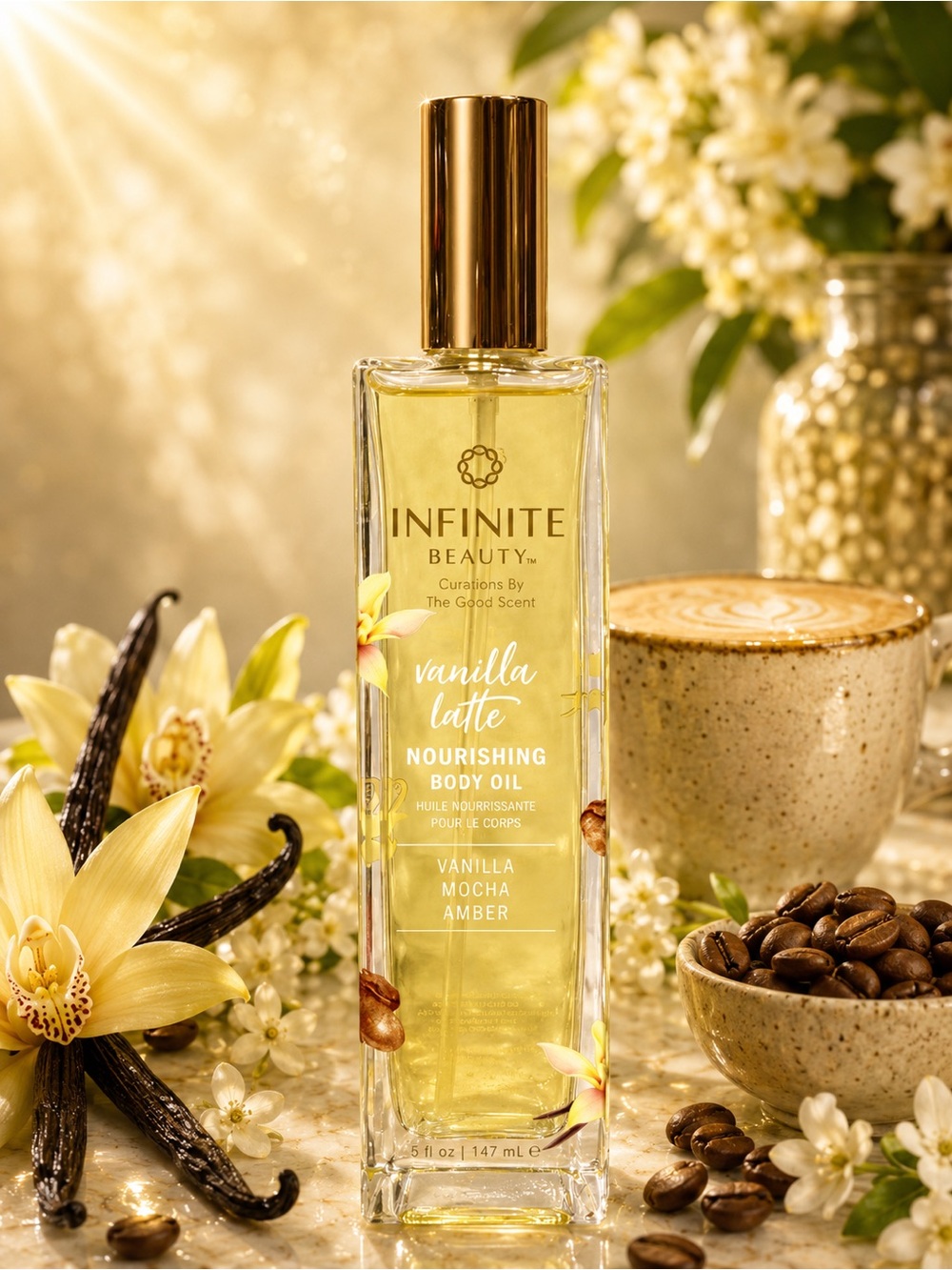 Infinite Beauty Vanilla Latte Nourishing Body Oil – 147 mL / 5 fl oz